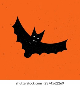 Cute illustration of Bat. Happy Halloween. Vector cute bat. Hand drawn magic characters for kids. Ideal for cards, poster, prints.