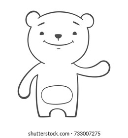 Cute illustration of a bear on white background. Isolated vector animal.