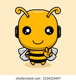 diseño de carácter de abeja de ilustración lindo