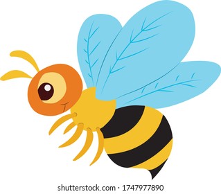 cute illustration Bee on white background