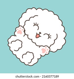 A Cute Illustration Of A Bichon Frise Laying. Cute Little Illustration Of Dog For Kids, Baby Book, Fairy Tales, Covers, Baby Shower Invitation, Textile T-shirt. Vector Illustration Of A Cute Pet.