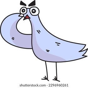 Cute illustration of a bird with an aggressive face saluting is both adorable and funny, capturing the quirky and playful nature of this avian creature.