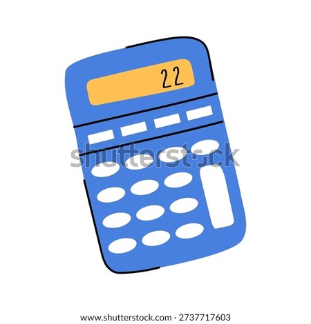 A cute illustration of a blue calculator. Back to school icon.