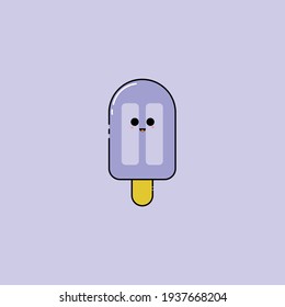 Cute Illustration of blue ice cream icon with smile face. modern simple food vector icon, flat graphic symbol in trendy flat design style.