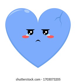 Cute Illustration of Blue Love Character with Sad Expression On White Background