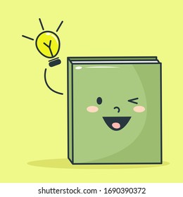 Ilustración corta de un libro consigue una idea en estilo de caricatura con un fondo suave