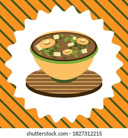 cute illustration of bowl of miso soup