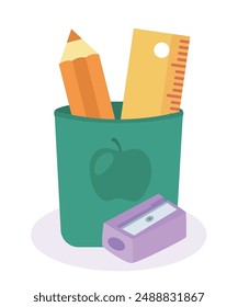  Cute Illustration With Box at Pencil Sharpeners and Pencil,Ruler