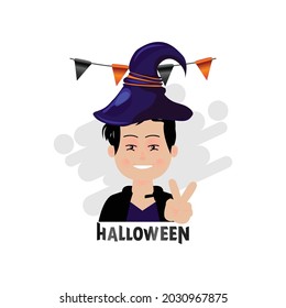 Cute illustration boy celebration halloween event