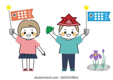 A cute illustration of a boy and girl for Children's Day.