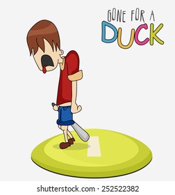 A cute illustration of a boy gone for a duck.