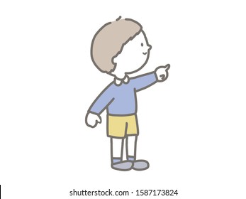 Cute illustration of a boy holding a finger.
