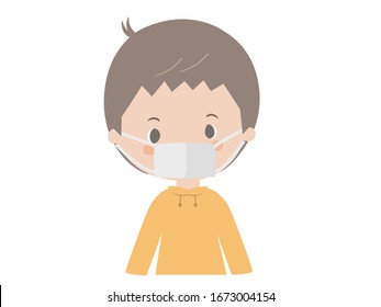 It is a cute illustration of a boy wearing a mask.