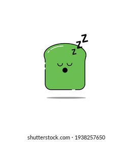 Cute Illustration of bread with sleep face. modern simple food vector icon, flat graphic symbol in trendy flat design style.