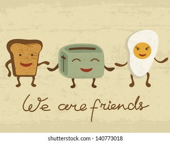 Cute illustration of breakfast friends