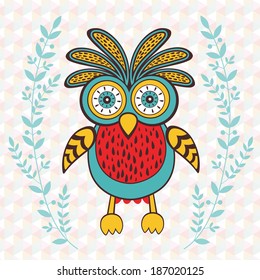 Cute illustration of bright owl character