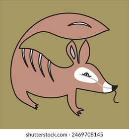 Nette Illustration eines braunen und weißen Eichhörnchens mit einem abgerundeten Körper und einem lächelnden Gesicht mit weißem Fleck um die Augen