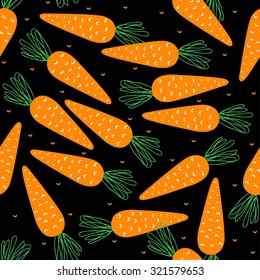 Cute illustration with carrots on black background.