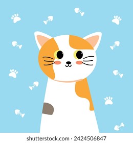 Cute illustration of cartoon cat with cute handwriting. cute animal wallpapers, backgrounds and cards
