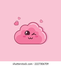 Cute illustration with cartoon Cloud and Hearts.