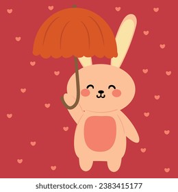 Cute illustration cartoon rabbit with cute hand lettering. cute animal wallpaper, background and card