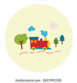 cute illustration with a cartoon train