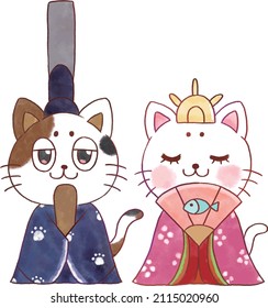 Cuta ilustración de las muñecas gatas