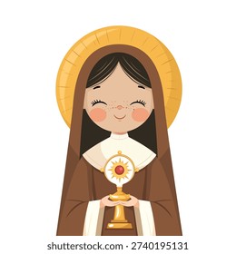 Cute illustration of a Catholic saint. Ideal for creative projects, nursery designs, and invitations