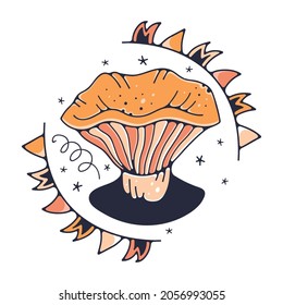 Cute illustration with a chanterelle. Isolated on a white background. Vector doodle illustrations.