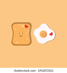 Cute illustration with character egg and bread