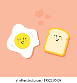 Cute illustration with character egg and bread