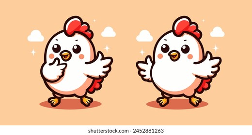 Cute Illustration of Chick Poses in Cartoon Style Isolated Background