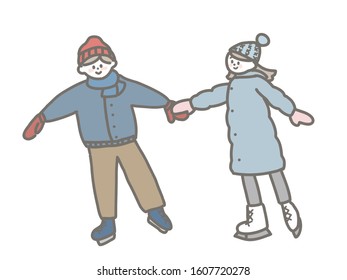 It is a cute illustration of a child ice skating.