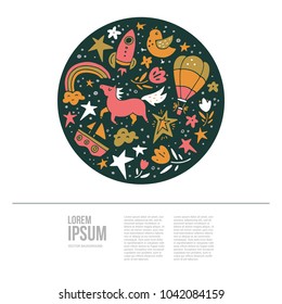 Cute illustration for childrens room with different transportation objects.