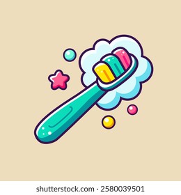 Cute illustration of a child's toothbrush, symbol of dental care