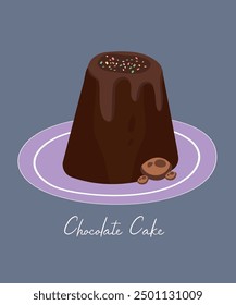 Cute Illustration with Chocolate Cake at Candy