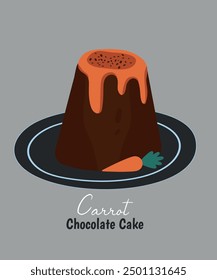 Cute Illustration with Chocolate Cake at Carrot Cream