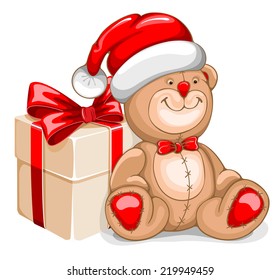 Cute illustration of Christmas Bear with gift box
