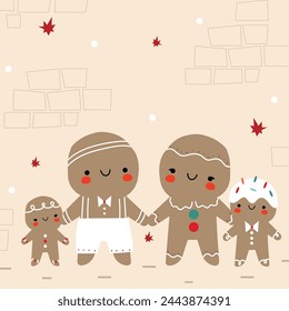 Cute cute illustration with Christmas gingerbread cookies. Children's illustration for advent calendar or poster.