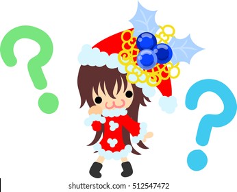 The cute illustration of Christmas and a girl -A pretty Santa Claus-