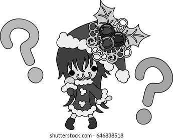 The cute illustration of Christmas and a girl -A pretty Santa Claus-