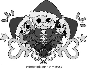 The cute illustration of Christmas and a girl -Santa Claus and children-