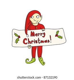 cute illustration with a christmas gnome in vector
