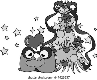 Cute illustration of Christmas and penguins