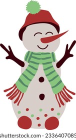 Cute illustration of a Christmas Snowman. Vector design element