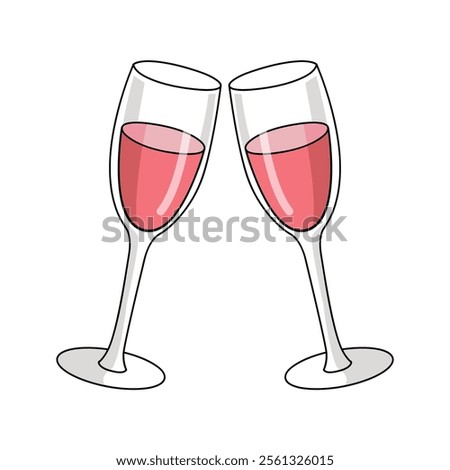 cute illustration of clinking champagne