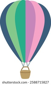 Cute illustration of colorful hot air balloon. Hand drawn object for isolated on a white background