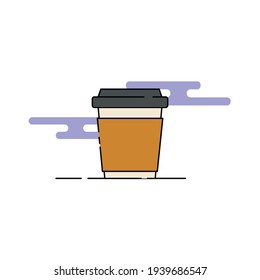 Cute Illustration of a cup of coffee. modern simple drink vector icon, flat graphic symbol in trendy flat design style.