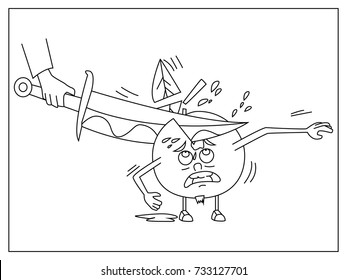 Cute illustration of cutting apple