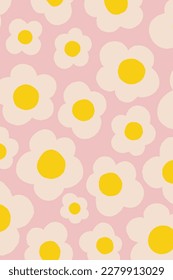 Cute Illustration Daisy Flower Pattern Pastel